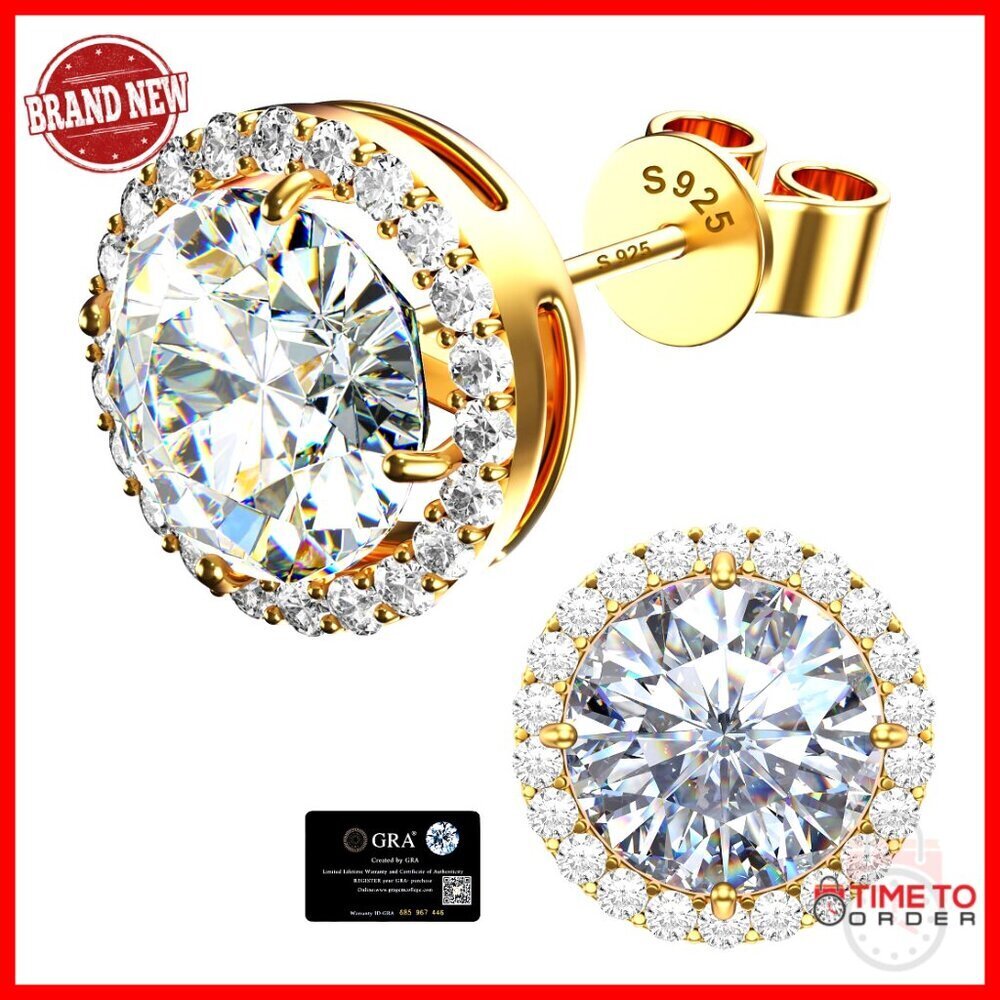 Moissanite Halo Stud Earrings 1CT-4CT Sterling Silver Hypoallergenic
